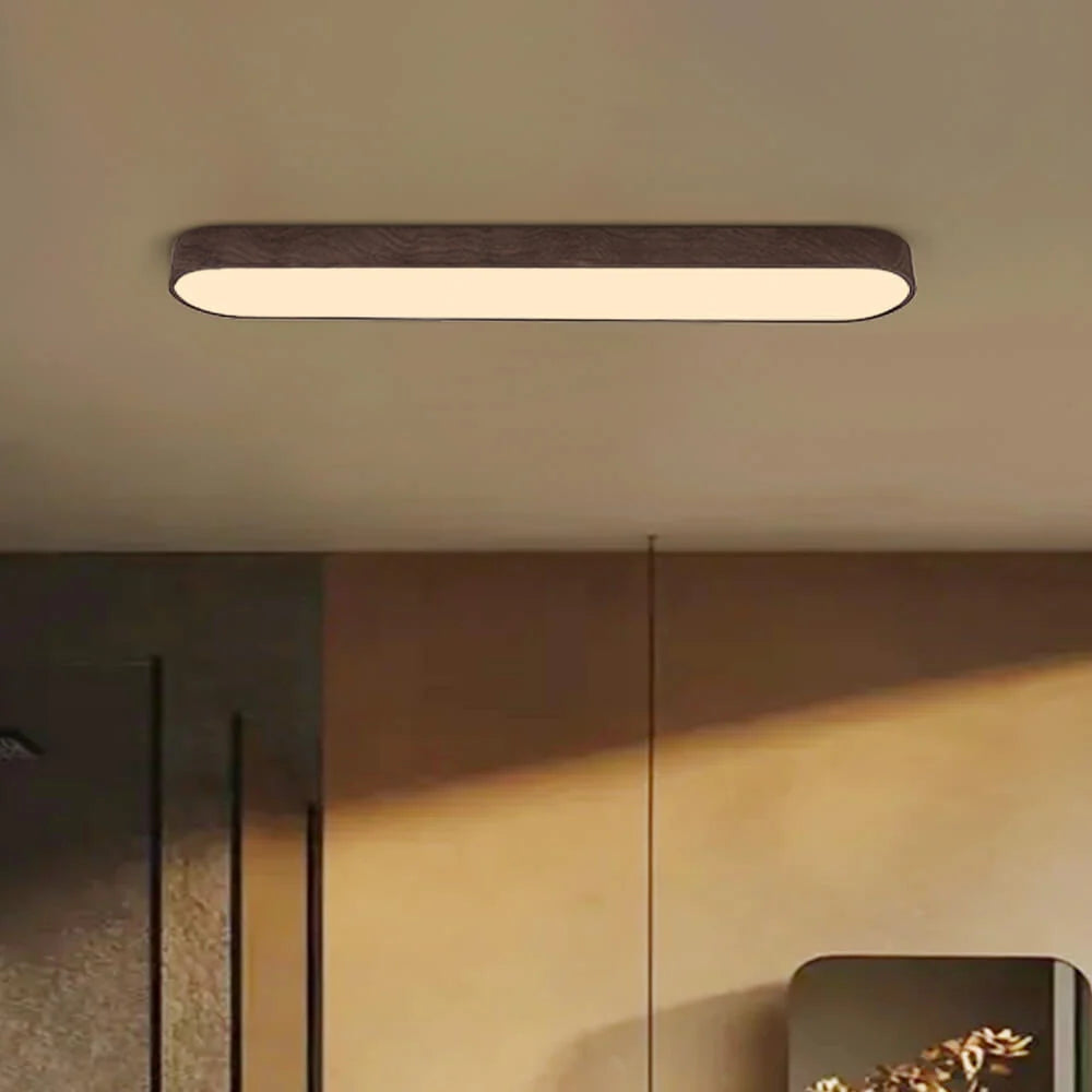 Nordic 1-Light Oval Shape Led Ceiling Flush Mount With Wood Accent 2