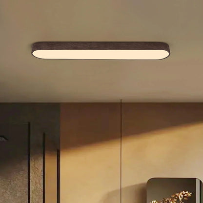 Nordic 1-Light Oval Shape Led Ceiling Flush Mount With Wood Accent 2