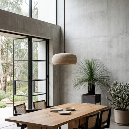 Marbled Stone Drum Pendant Light