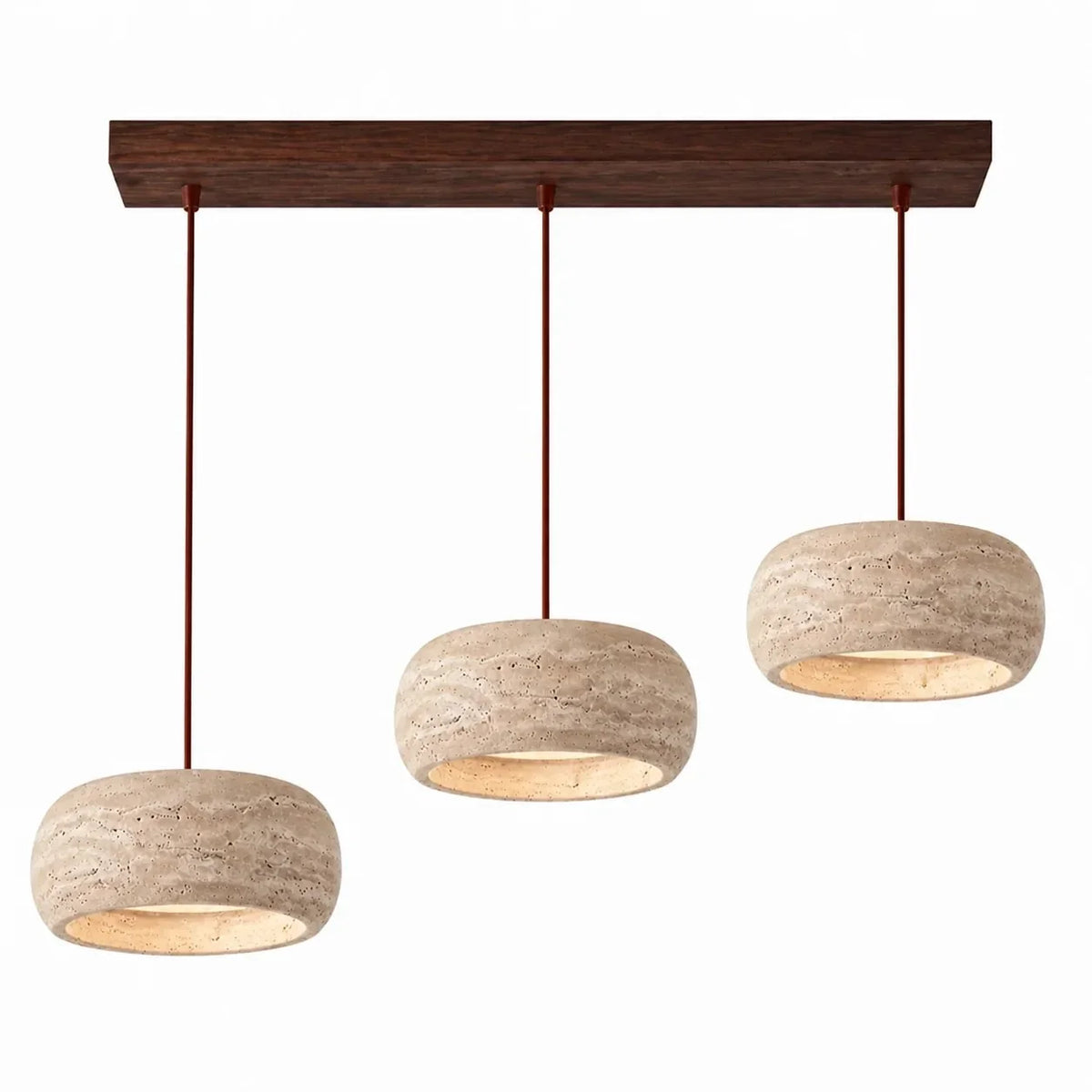 Kairi Natural Travertine Stone Vintage Cream Pendant Light 16