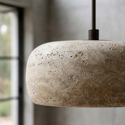 Marbled Stone Drum Pendant Light