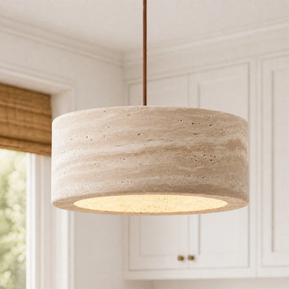 Kairi Natural Travertine Stone Vintage Cream Pendant Light 0