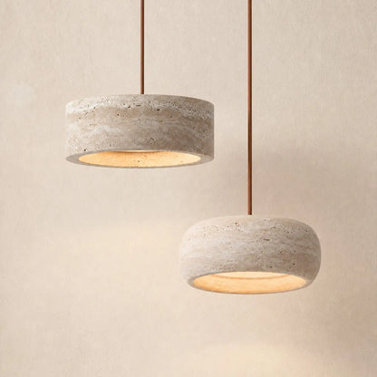Kairi Natural Travertine Stone Vintage Cream Pendant Light 1