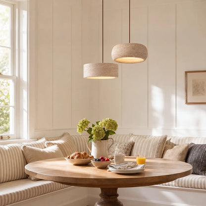 Kairi Natural Travertine Stone Vintage Cream Pendant Light 4
