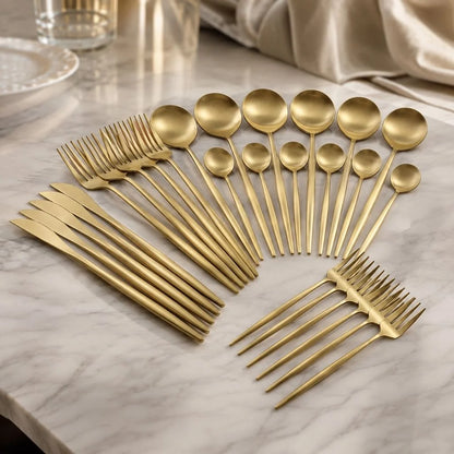 Elara Haus Minimalist Cutlery Set - 30-Piece Stainless Steel Utensils 7