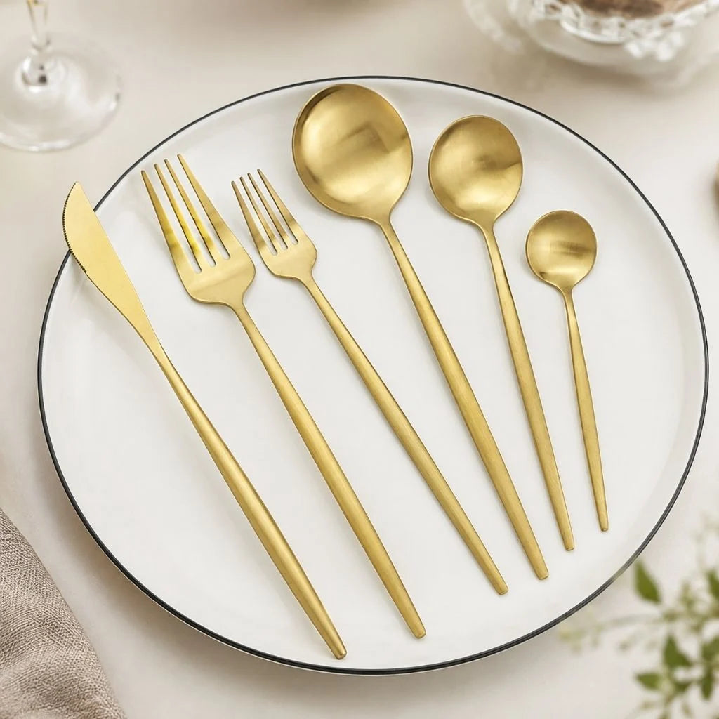 Elara Haus Minimalist Cutlery Set - 30-Piece Stainless Steel Utensils 9
