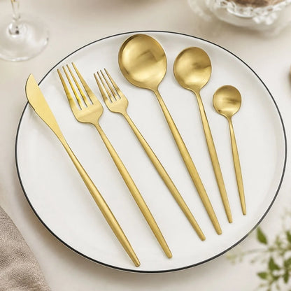 Elara Haus Minimalist Cutlery Set - 30-Piece Stainless Steel Utensils 9