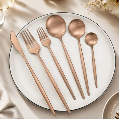 Elara Haus Minimalist Cutlery Set - 30-Piece Stainless Steel Utensils 10