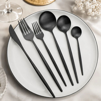 Elara Haus Minimalist Cutlery Set - 30-Piece Stainless Steel Utensils 0