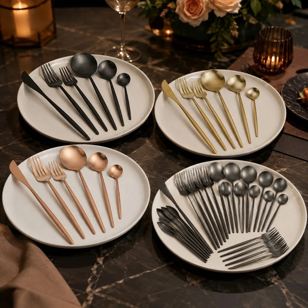 Elara Haus Minimalist Cutlery Set - 30-Piece Stainless Steel Utensils 1