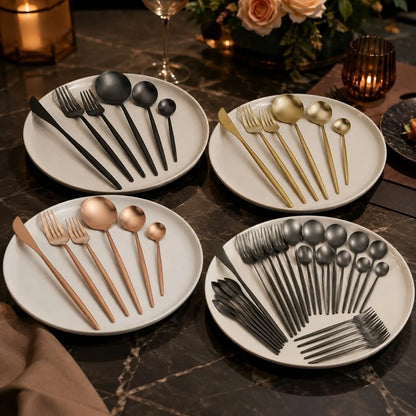 Elara Haus Minimalist Cutlery Set - 30-Piece Stainless Steel Utensils 1