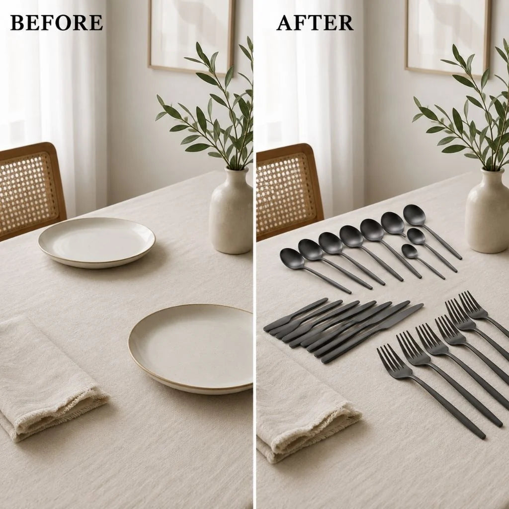 Elara Haus Minimalist Cutlery Set - 30-Piece Stainless Steel Utensils 3