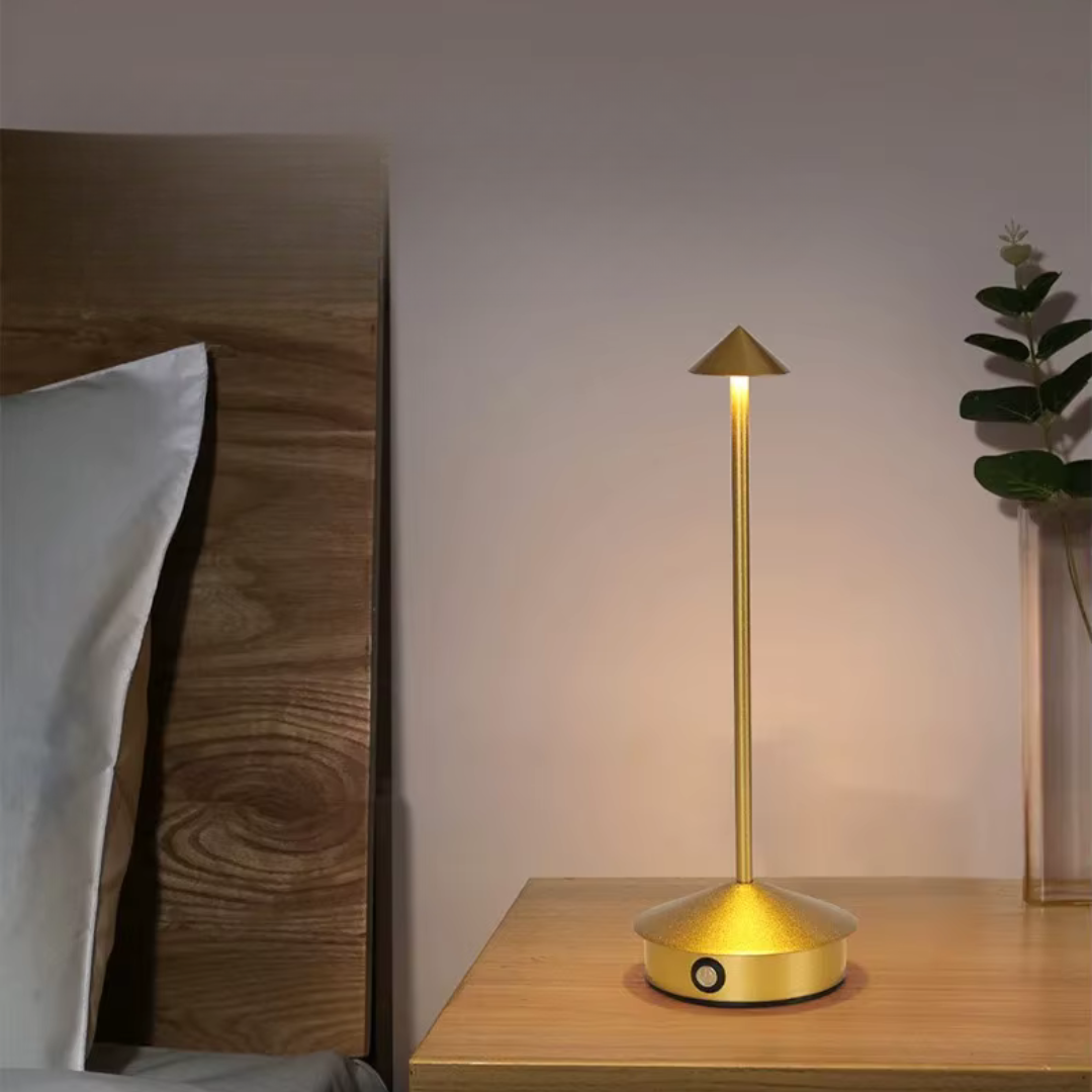 Modern Aluminium Cone Table Lamp - Rechargeable
