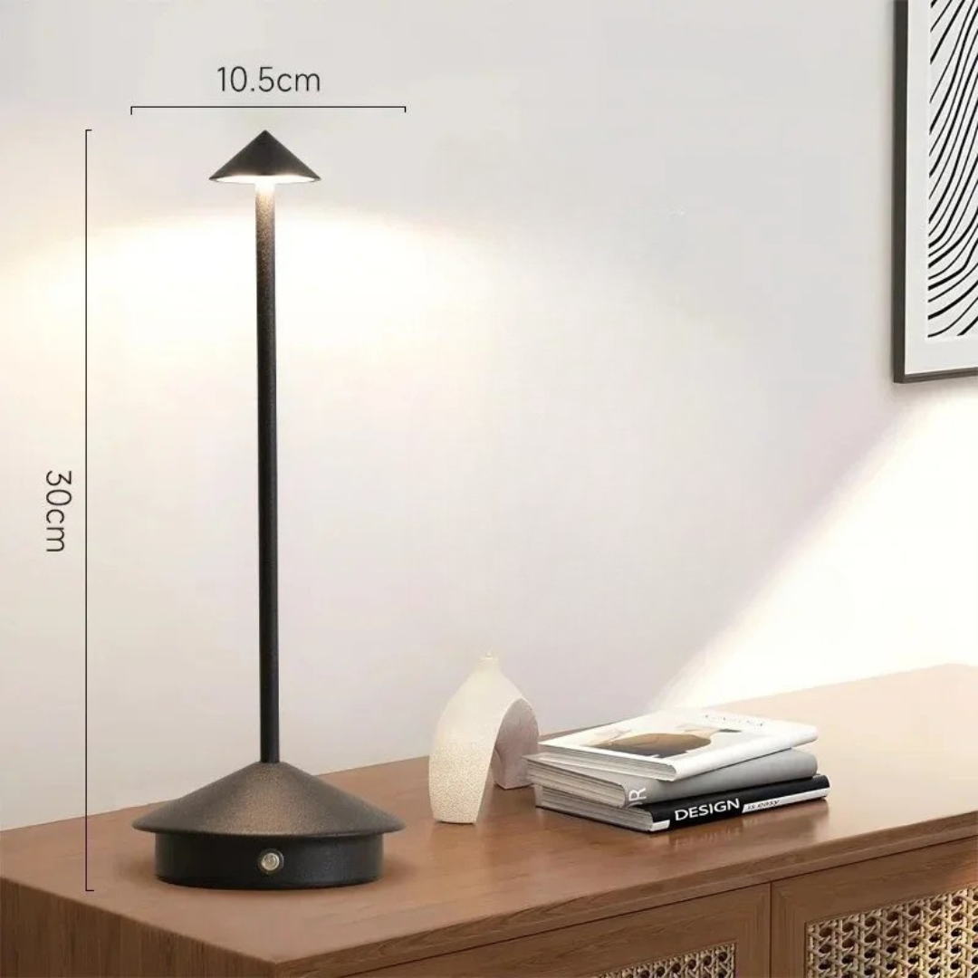 Modern Aluminium Cone Table Lamp - Rechargeable