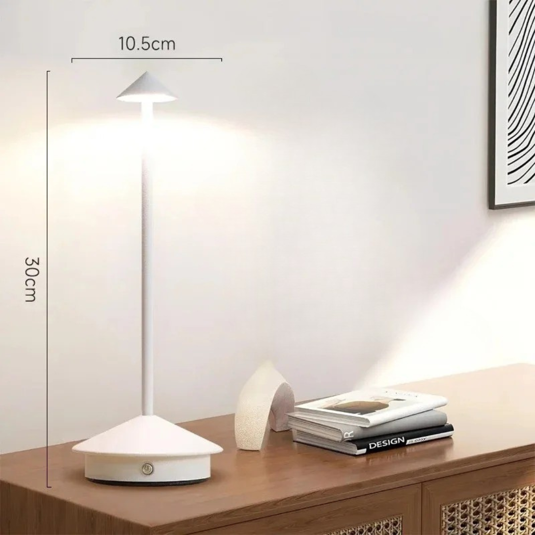 Modern Aluminium Cone Table Lamp - Rechargeable