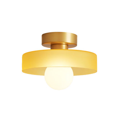 Modern Brass & Glass Flush Mount