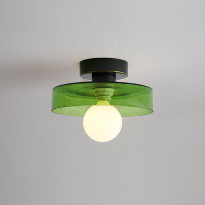 Modern Brass & Glass Flush Mount