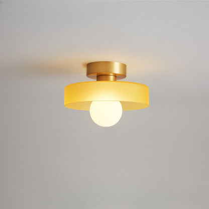 Modern Brass & Glass Flush Mount