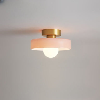 Modern Brass & Glass Flush Mount