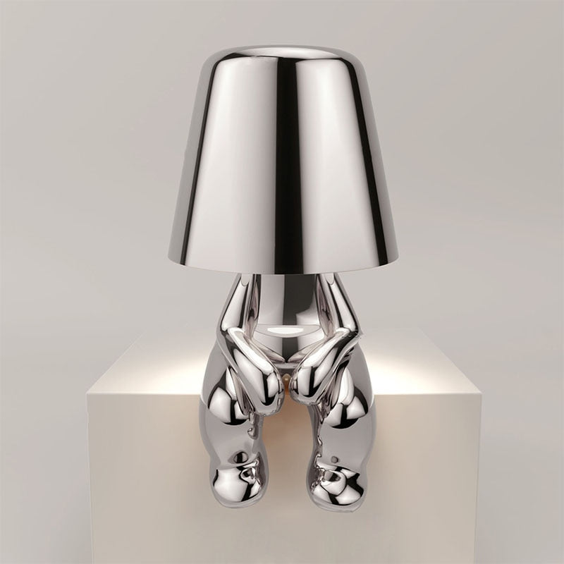 Modern Character Figurine Lamp - Misterlamp Sitting Gold Decor