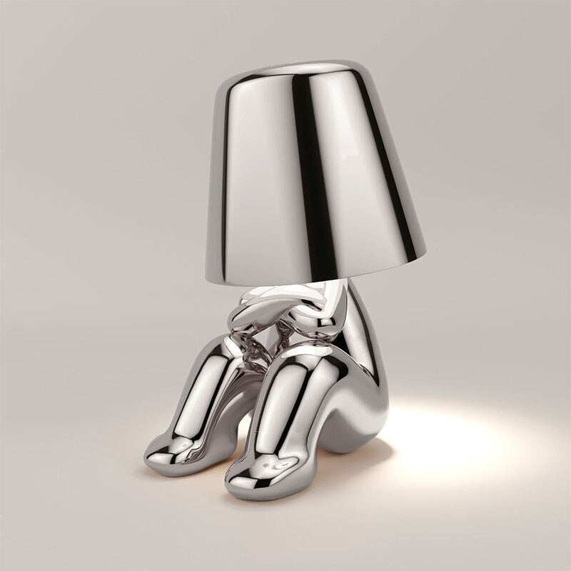 Modern Character Figurine Lamp - Misterlamp Sitting Gold Decor