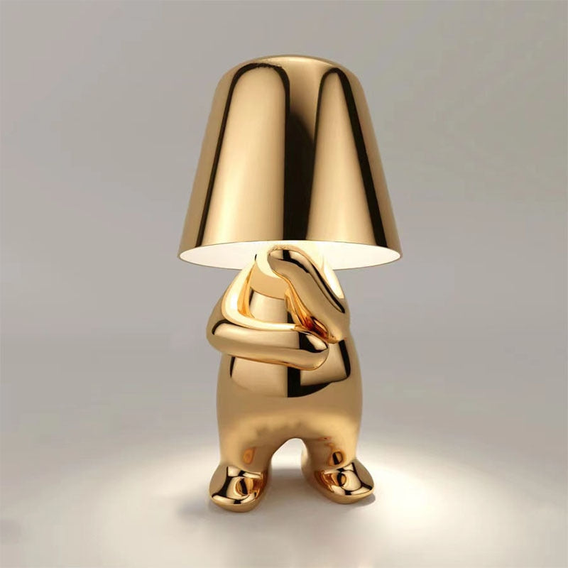 Modern Character Figurine Lamp - Misterlamp Sitting Gold Decor