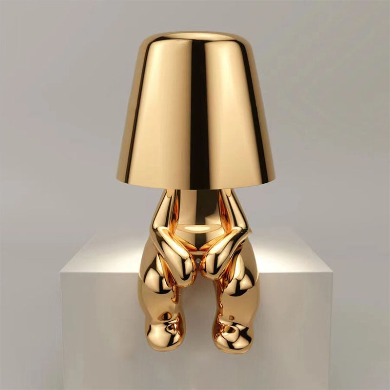 Modern Character Figurine Lamp - Misterlamp Sitting Gold Decor
