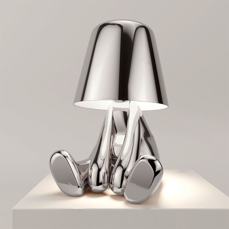 Modern Character Figurine Lamp - Misterlamp Sitting Gold Decor