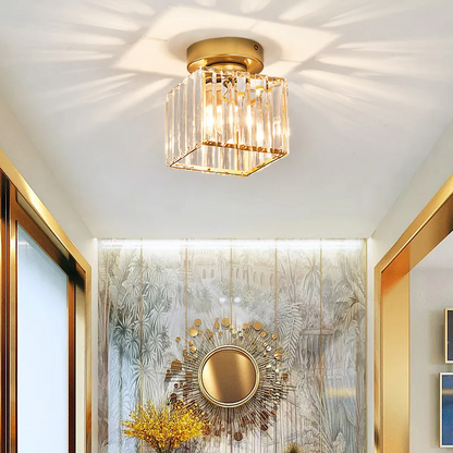 Modern Crystal Flush Mount Ceiling Light Black Hallway Fixture