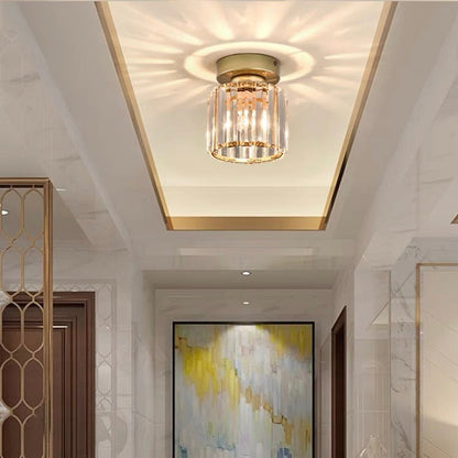 Modern Crystal Flush Mount Ceiling Light Black Hallway Fixture