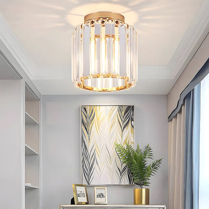 Modern Crystal Flush Mount Ceiling Light Black Hallway Fixture