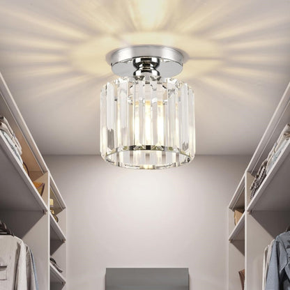 Modern Crystal Flush Mount Ceiling Light Black Hallway Fixture