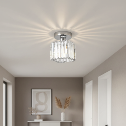 Modern Crystal Flush Mount Ceiling Light Black Hallway Fixture