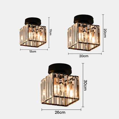 Modern Crystal Flush Mount Ceiling Light Black Hallway Fixture