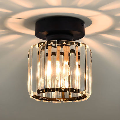 Modern Crystal Flush Mount Ceiling Light Black Hallway Fixture