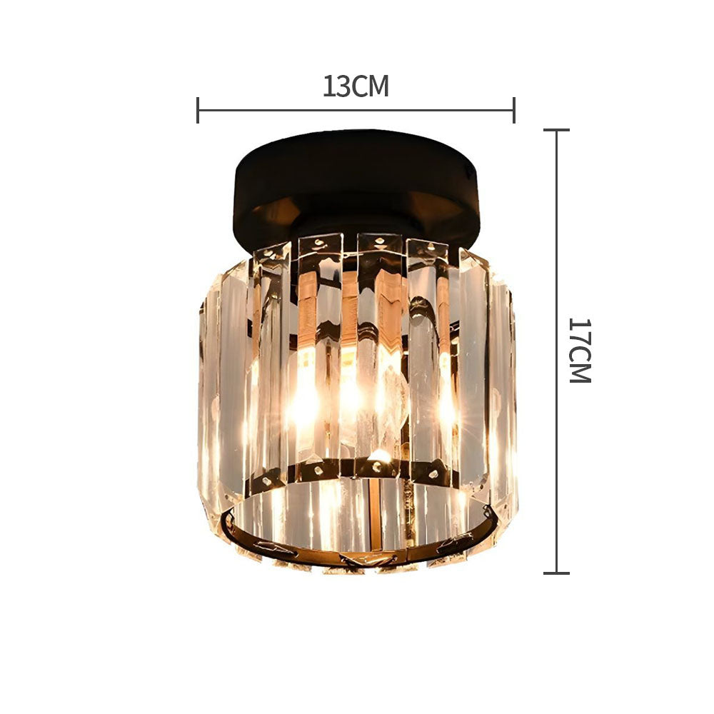 Modern Crystal Flush Mount Ceiling Light Black Hallway Fixture