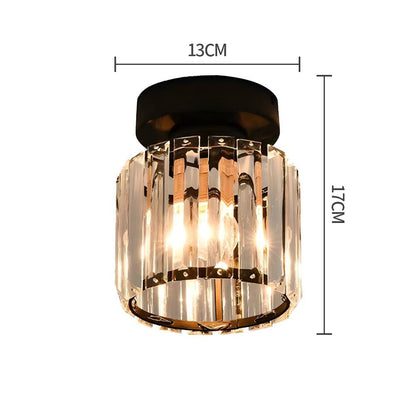 Modern Crystal Flush Mount Ceiling Light Black Hallway Fixture