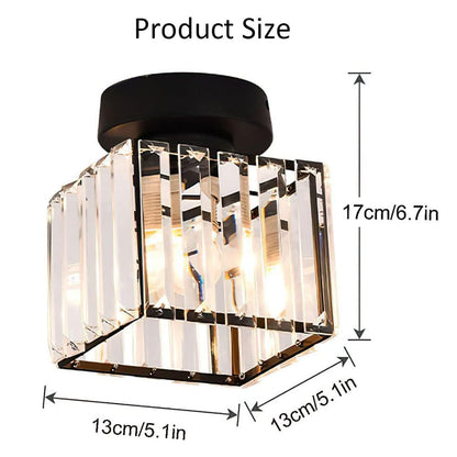 Modern Crystal Flush Mount Ceiling Light Black Hallway Fixture