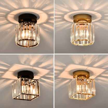 Modern Crystal Flush Mount Ceiling Light Black Hallway Fixture