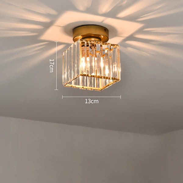 Modern Crystal Flush Mount Ceiling Light Black Hallway Fixture