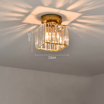 Modern Crystal Flush Mount Ceiling Light Black Hallway Fixture