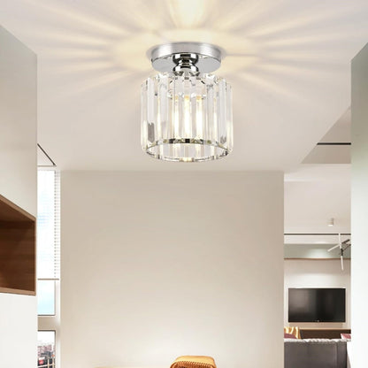 Modern Crystal Flush Mount Ceiling Light Black Hallway Fixture