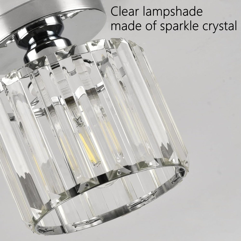 Modern Crystal Flush Mount Ceiling Light Black Hallway Fixture