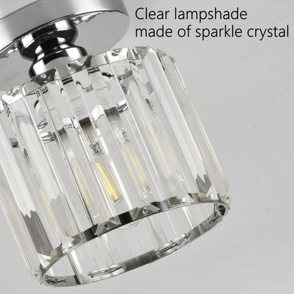 Modern Crystal Flush Mount Ceiling Light Black Hallway Fixture
