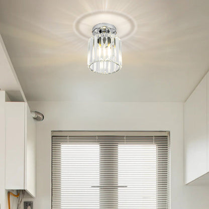 Modern Crystal Flush Mount Ceiling Light Black Hallway Fixture