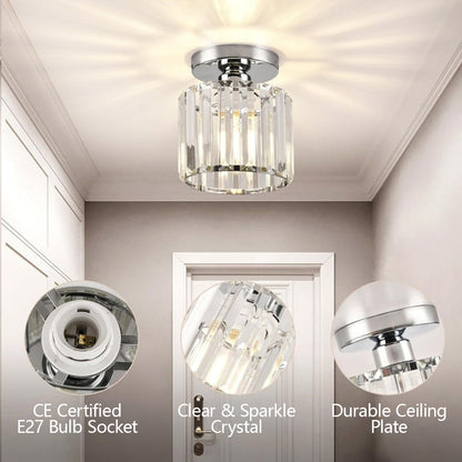 Modern Crystal Flush Mount Ceiling Light Black Hallway Fixture
