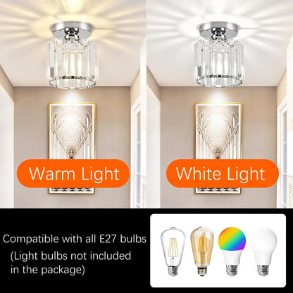 Modern Crystal Flush Mount Ceiling Light Black Hallway Fixture