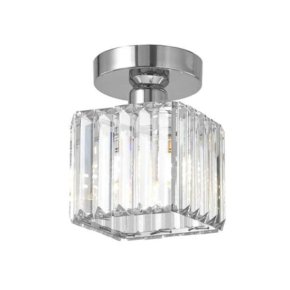 Modern Crystal Flush Mount Ceiling Light Black Hallway Fixture