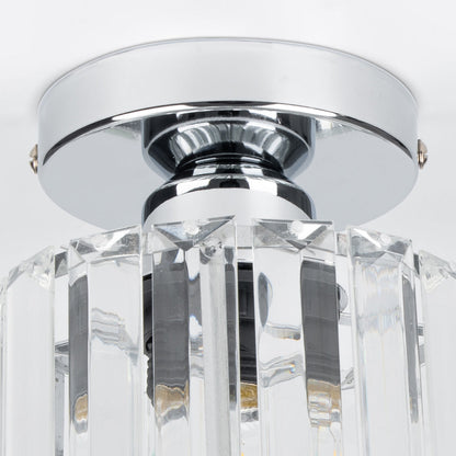 Modern Crystal Flush Mount Ceiling Light Black Hallway Fixture