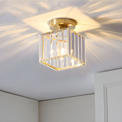 Modern Crystal Flush Mount Ceiling Light Black Hallway Fixture